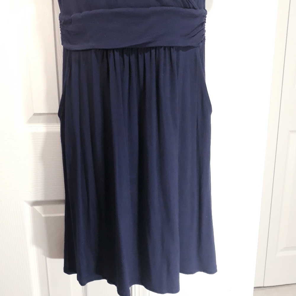 Boden Navy Wrap Midi Dress Short Sleeve Lightweight Size 10 Petite - Picture 3 of 13